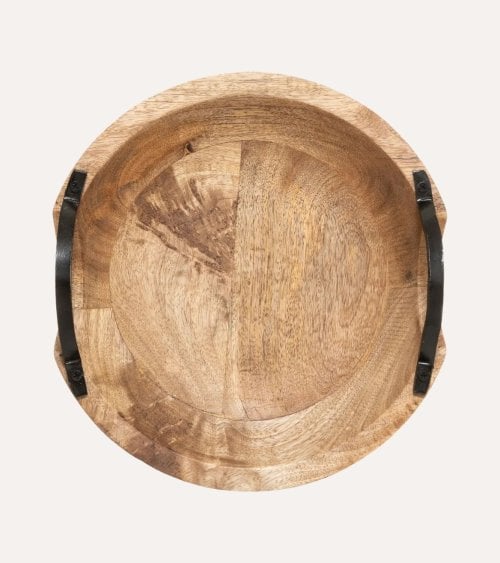 Bandeja Decorativa Wild de Madera de Mango con Asas de Metal