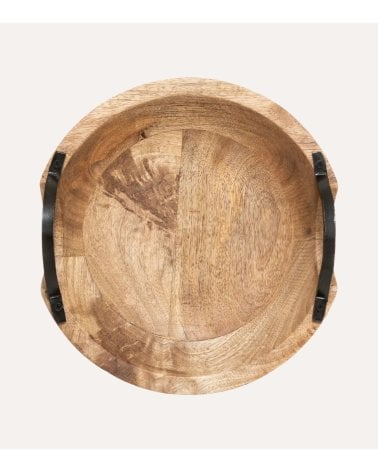 Bandeja Decorativa Wild de Madera de Mango con Asas de Metal