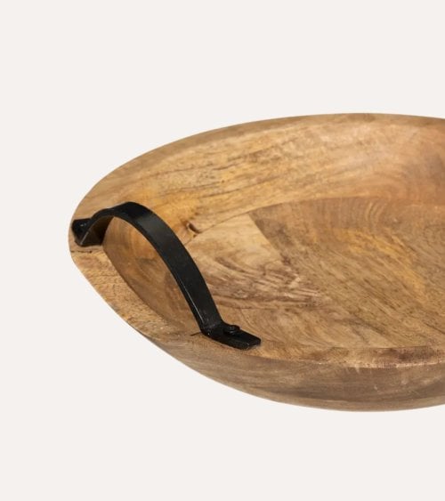 Bandeja Decorativa Wild de Madera de Mango con Asas de Metal