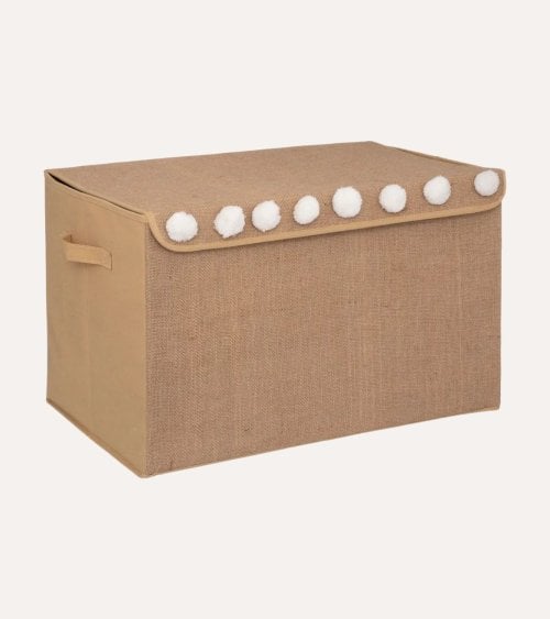 Baúl Infantil Plegable Pompones Ideal para Juguetes