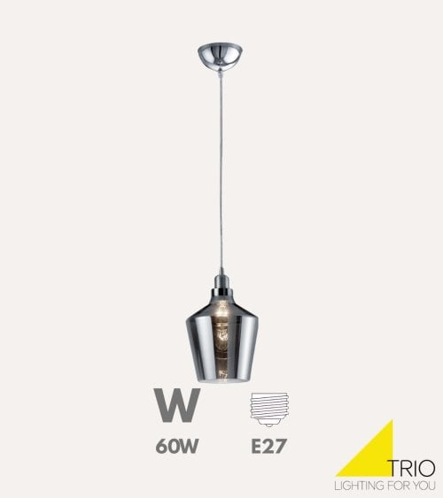 Lámpara Colgante Calais E27 60 W de Cristal Ahumado