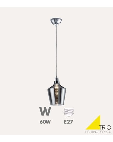 Lámpara Colgante Calais E27 60 W de Cristal Ahumado