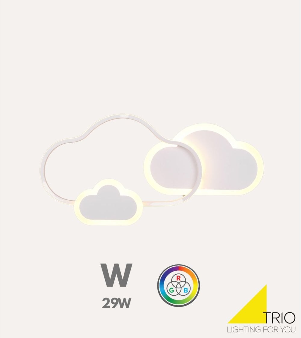 Plafón LED Infantil Nubes Luz Regulable en Color e Intensidad