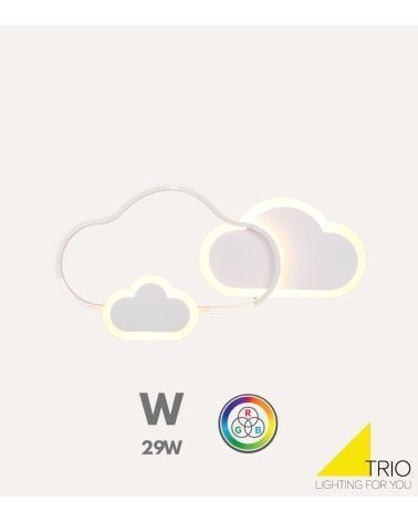 Plafón LED Infantil Nubes Luz Regulable en Color e Intensidad