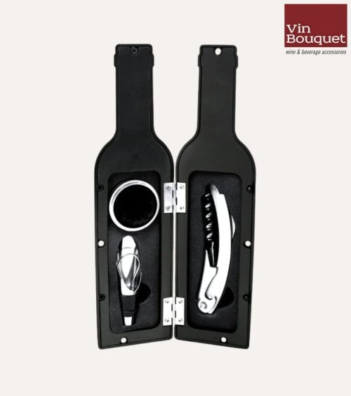 Set de 4 Accesorios para Vino en Caja de Botella