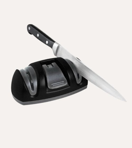 Afilador de Cuchillos Doble con Ventosa de Acero Inoxidable