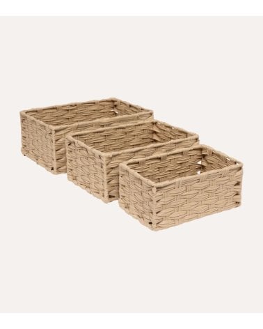 Cesta Alta Tresse de Tejido Estilo Ratán de Plástico