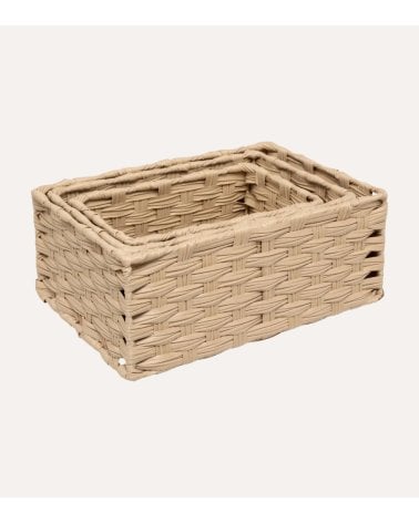 Cesta Alta Tresse de Tejido Estilo Ratán de Plástico