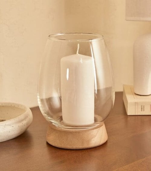 Portavelas Wojin de Madera y Vidrio