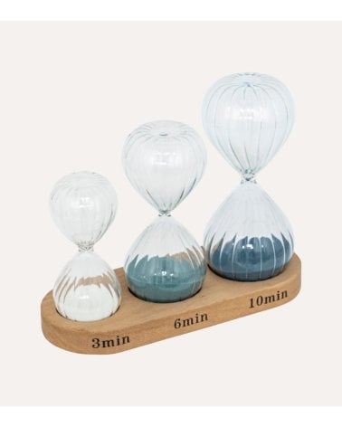 Set de 3 Relojes de Arena con Soporte de Madera