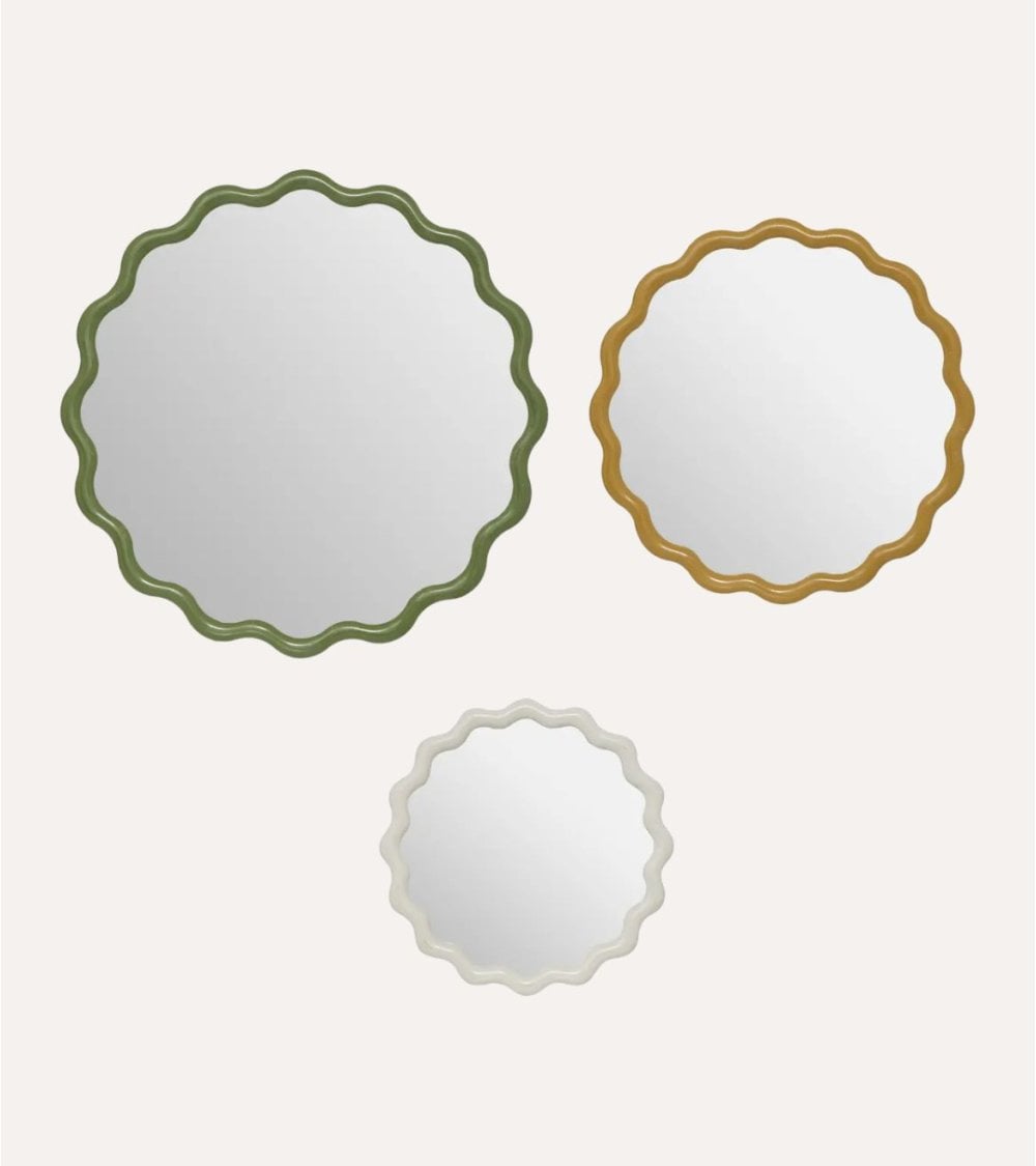 Set de 3 Espejos Ondulados Judy de PP y Vidrio