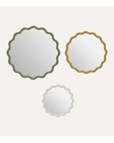 Set de 3 Espejos Ondulados Judy de PP y Vidrio