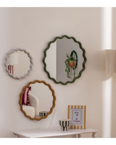 Set de 3 Espejos Ondulados Judy de PP y Vidrio