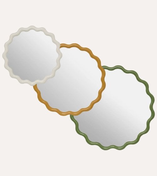 Set de 3 Espejos Ondulados Judy de PP y Vidrio