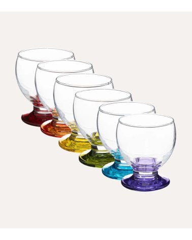 Set de 6 Copas de Vino Arcoiris de Cristal