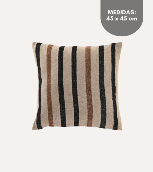 Cojín Velvet Rayas Mocca con Relleno de Algodón