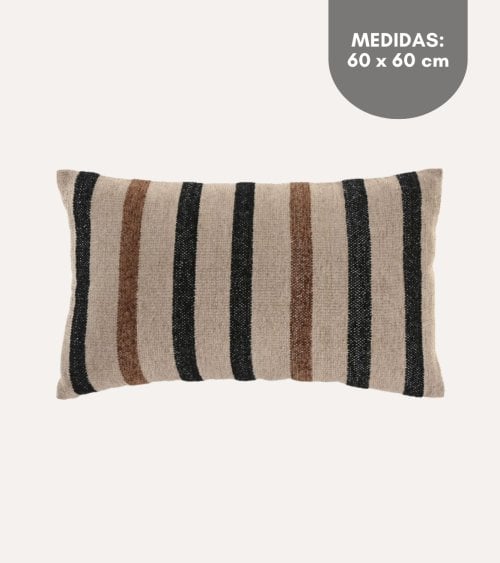 Cojín Velvet Rayas Mocca con Relleno de Algodón
