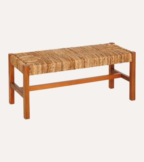 Banco Trenzado Sidoan de Madera Caoba y Fibra de Plátano