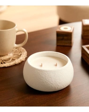 Vela Decorativa Doble Wojin en Base de Cemento