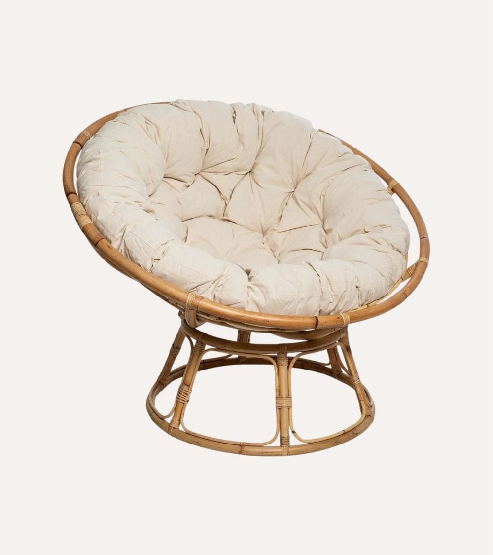 Sillón Papasan de Ratán con Cojín Acolchado