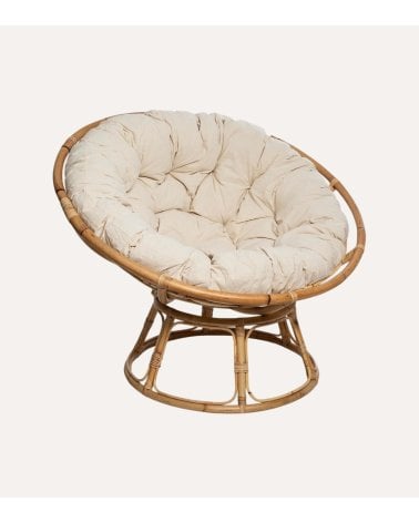 Sillón Papasan de Ratán con Cojín Acolchado