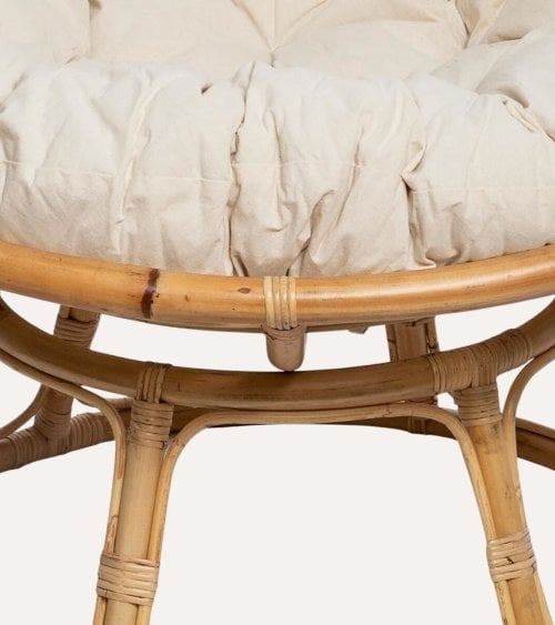 Sillón Papasan de Ratán con Cojín Acolchado