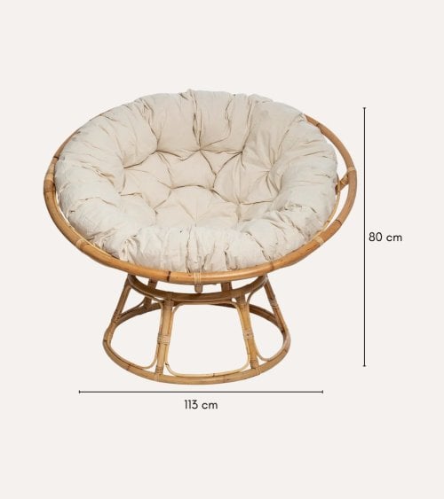 Sillón Papasan de Ratán con Cojín Acolchado
