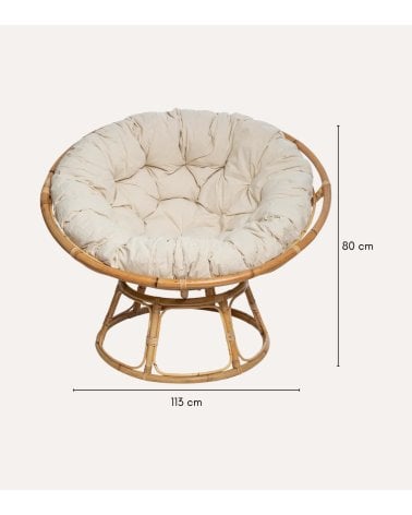 Sillón Papasan de Ratán con Cojín Acolchado