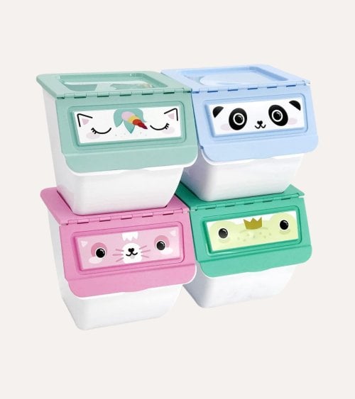 Contenedor Apilable Oso Panda de Almacenamiento de Plástico