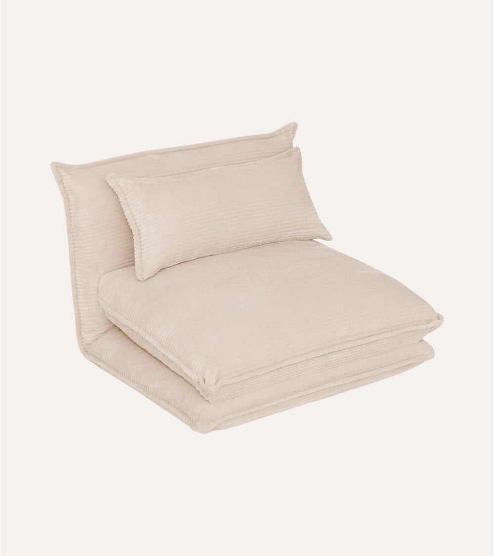 Sofá Cama Plegable Elois con Efecto Pana de Acero y Espuma de PU