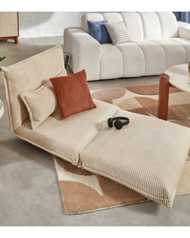 Sofá Cama Plegable Elois con Efecto Pana de Acero y Espuma de PU