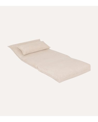 Sofá Cama Plegable Elois con Efecto Pana de Acero y Espuma de PU