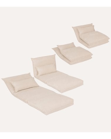 Sofá Cama Plegable Elois con Efecto Pana de Acero y Espuma de PU