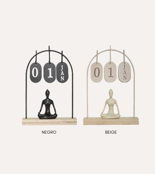 Calendario Decorativo Yoga de Metal y MDF