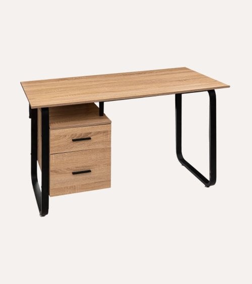 Escritorio Bava con 2 Cajones en Madera y Metal