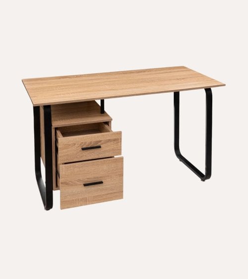 Escritorio Bava con 2 Cajones en Madera y Metal