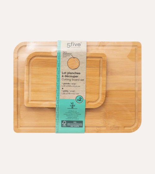 Set de 2 Tabla de Corte Esquinas Redondeadas de Bambú
