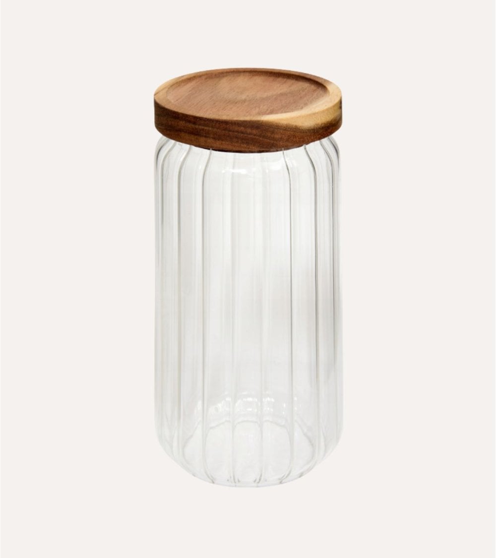Tarro Harmony de Vidrio con Tapa de Madera de Acacia