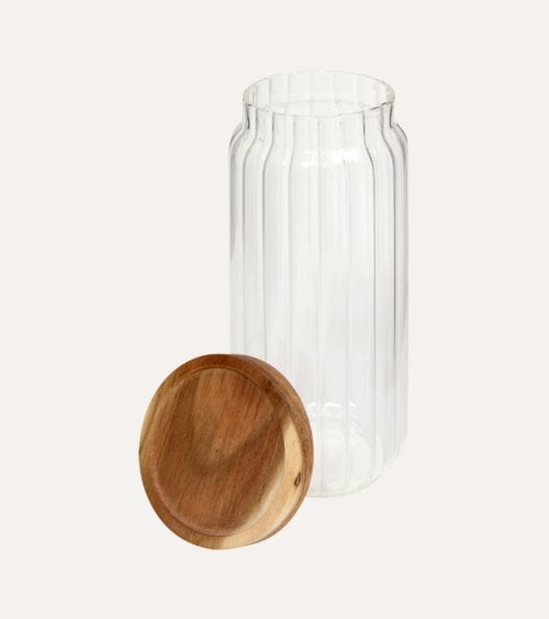Tarro Harmony de Vidrio con Tapa de Madera de Acacia
