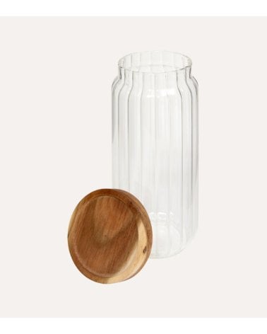 Tarro Harmony de Vidrio con Tapa de Madera de Acacia