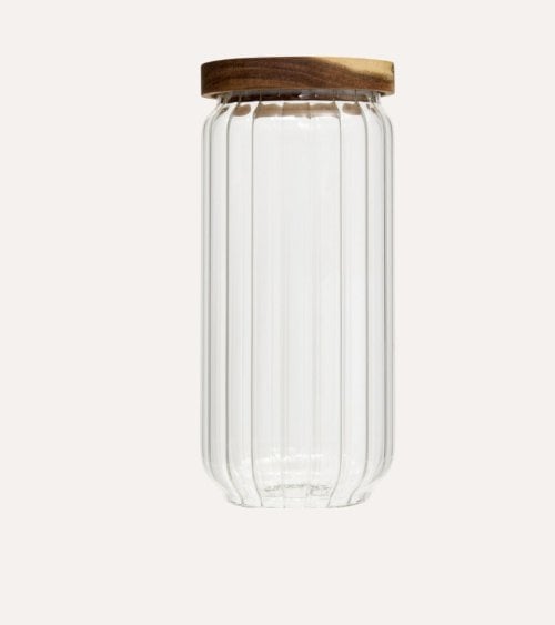 Tarro Harmony de Vidrio con Tapa de Madera de Acacia