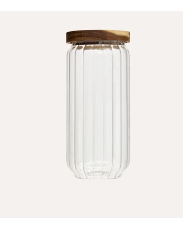 Tarro Harmony de Vidrio con Tapa de Madera de Acacia