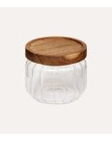 Tarro Bajo Harmony de Vidrio con Tapa de Madera de Acacia