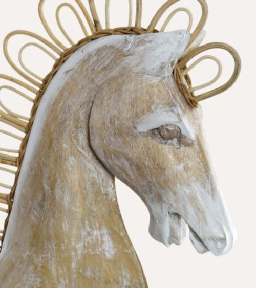 Figura Decorativa Caballo Balancín de Madera Albasia