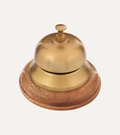 Campana Decorativa Timbre de Metal y Madera de Mango