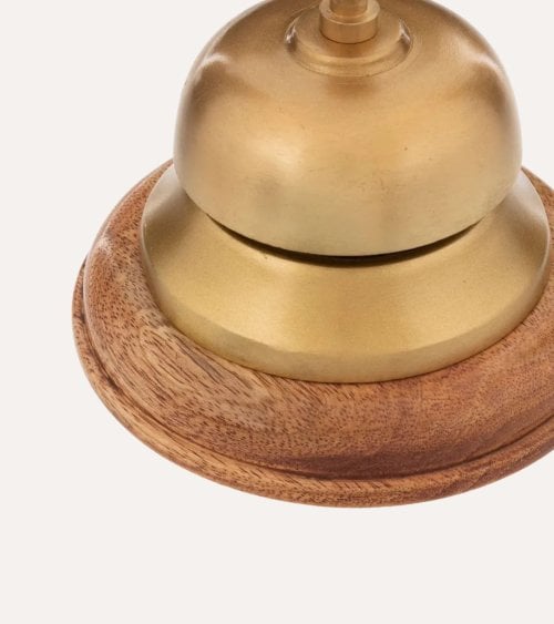 Campana Decorativa Timbre de Metal y Madera de Mango