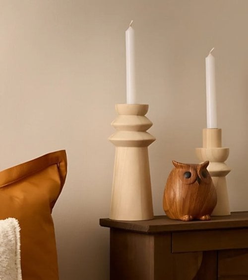 Figura Decorativa Búho Otoñal Efecto Madera de Dolomita