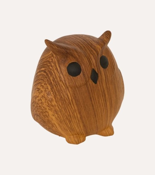 Figura Decorativa Búho Otoñal Efecto Madera de Dolomita