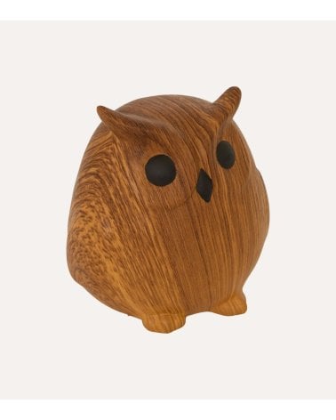 Figura Decorativa Búho Otoñal Efecto Madera de Dolomita