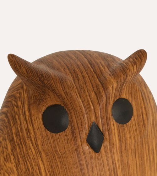 Figura Decorativa Búho Otoñal Efecto Madera de Dolomita